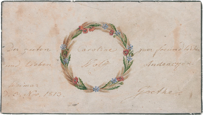 Lot 2524, Auction  126, Goethe, Johann Wolfgang von, Albumblatt mit Widmung. Weimar 1813