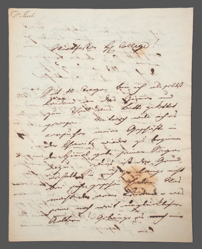 Lot 2568, Auction  126, Rust, Johann Nepomuk von, Wichtiger Brief an einen Fachkollegen. 1828