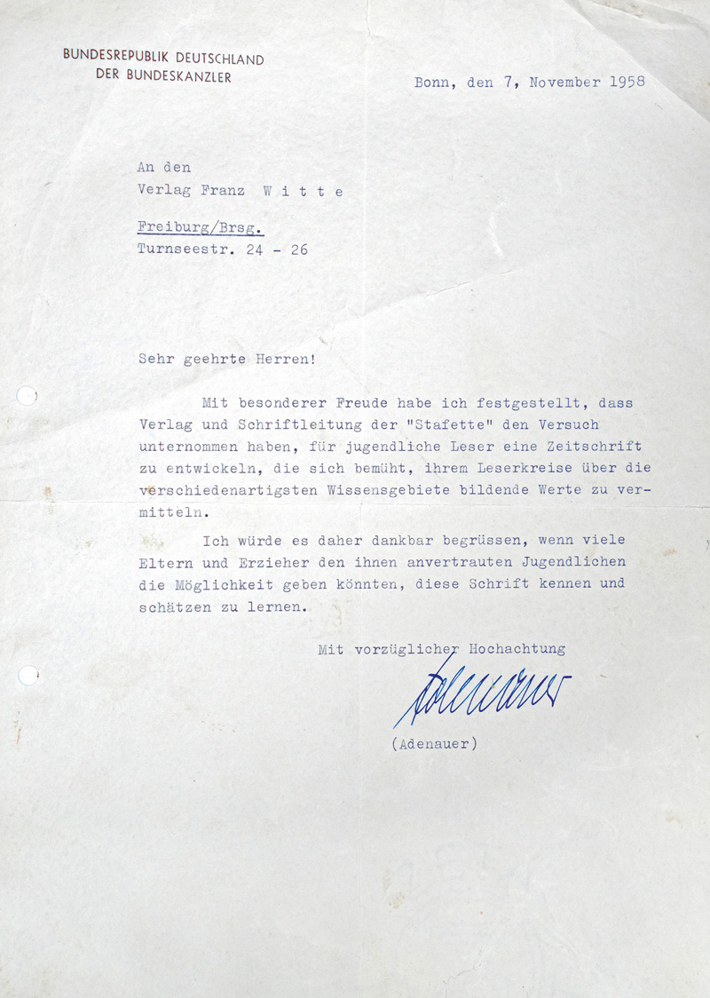Lot 2572, Auction 126, Adenauer, Konrad, Brief an einen Verleger. 1958