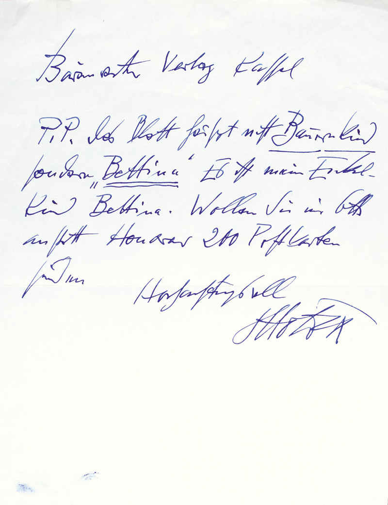 Lot 2607, Auction  126, Dix, Otto, Brief an einen Kunstverlag. Um 1955