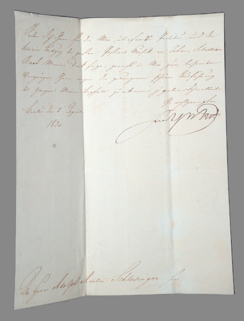 Lot 2623, Auction  126, Friedrich Wilhelm IV., König von Preußen, Brief an den Berliner Musikverleger Schlesinger. 1830