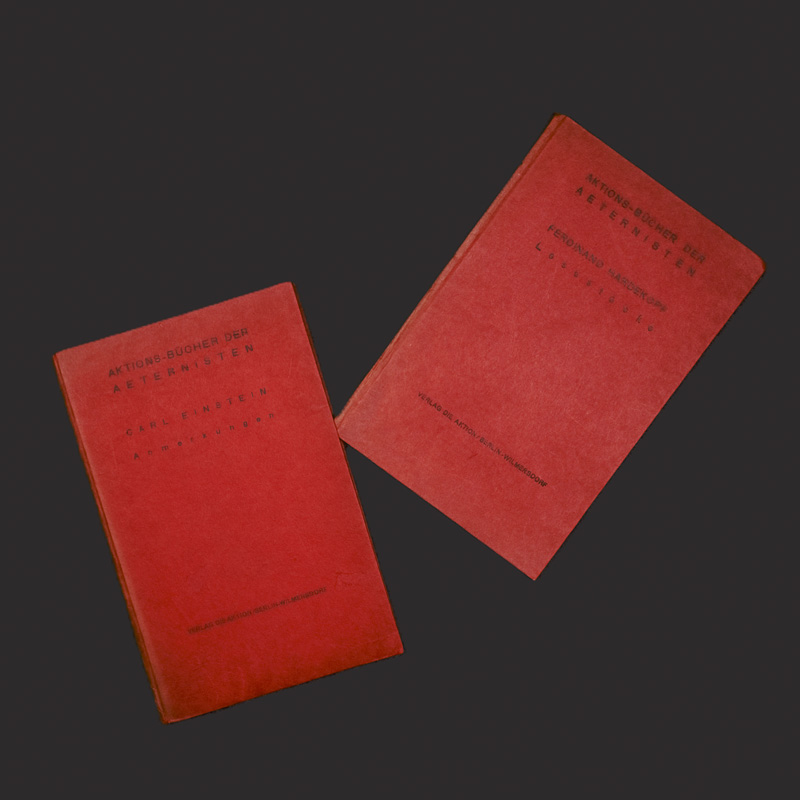 Lot 3002, Auction 126, Aktions-Bücher der Aeternisten, Zwei Bände der Reihe (Ferdinand Hardekopf: Lesestücke - Carl Einstein: Anmerkungen). Berlin 1916