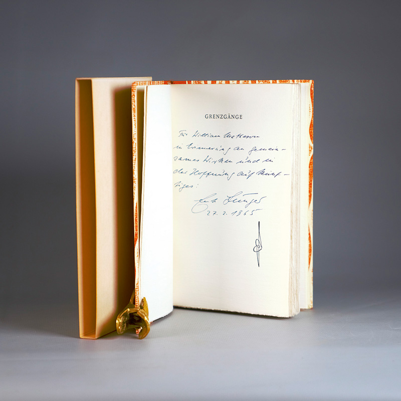 Lot 3225, Auction 126, Jünger, Ernst, Grenzgänge. OHalbleder. Olten 1965. - Mit ganzseitigem eigenhändigen Textzitat von E. J. - 100 Exemplare