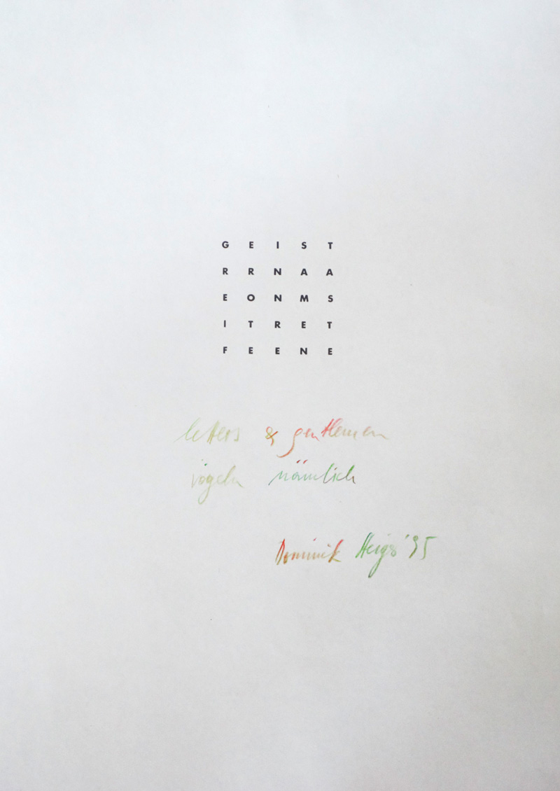 Lot 3376, Auction 126, Steiger, Dominik, Letters & Gentlemen. Mit Original-Akrostichon