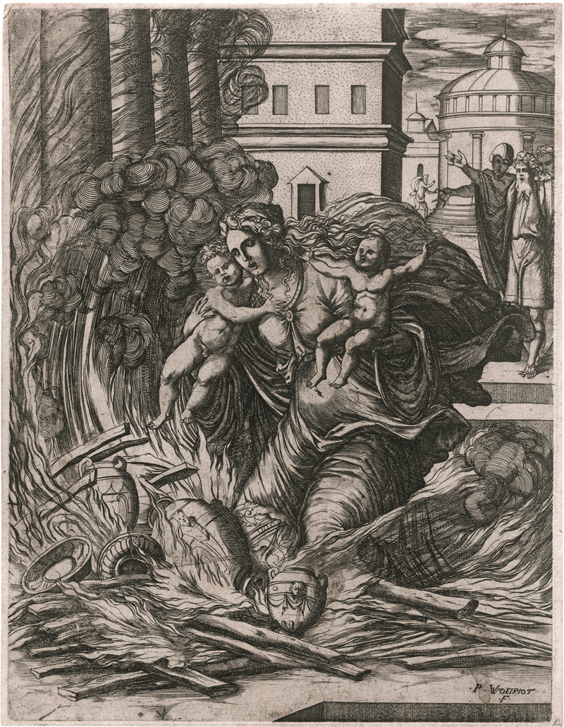 Lot 5260, Auction 126, Woeiriot II, Pierre, Hasdrubals Frau stürzt sich in den brennenden Tempel