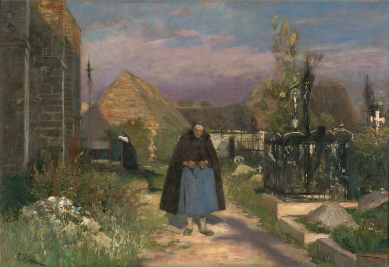 Lot 6123, Auction 126, Skarbina, Franz, "Ave Maria": Frau mit Rosenkranz auf dem Friedhof in Schenna, Südtirol