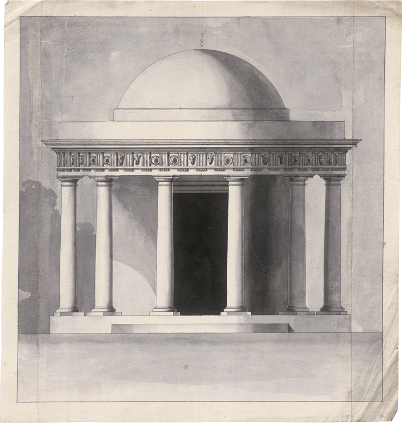 Lot 6612, Auction 126, Deutsch, um 1800. Entwurf zu einem Rundtempel mit Säulenkranz