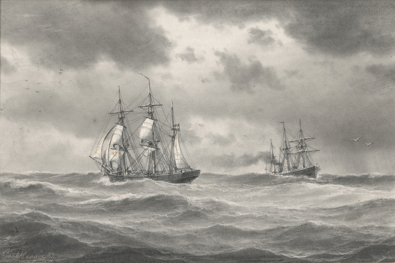 Lot 6645, Auction  126, Baagøe, Carl Emil, Zwei Segelschiffe auf hoher See. 