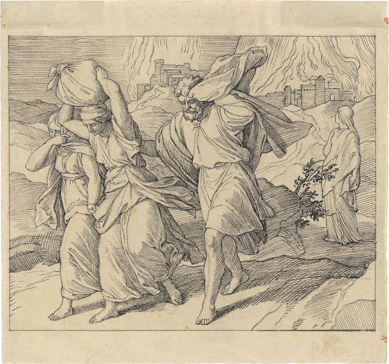 Lot 6657, Auction 126, Schnorr von Carolsfeld, Julius, Loth flieht mit seiner Familie aus dem brennenden Sodom