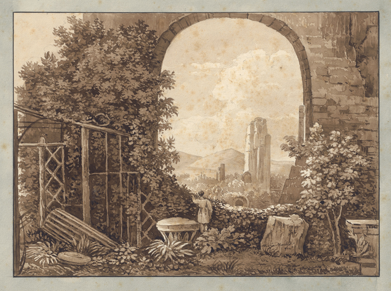 Lot 6663, Auction  126, Mouillet, Marie Christine, Blick aus der Villa Mills auf die Ruinen der Cesarenpaläste in Rom
