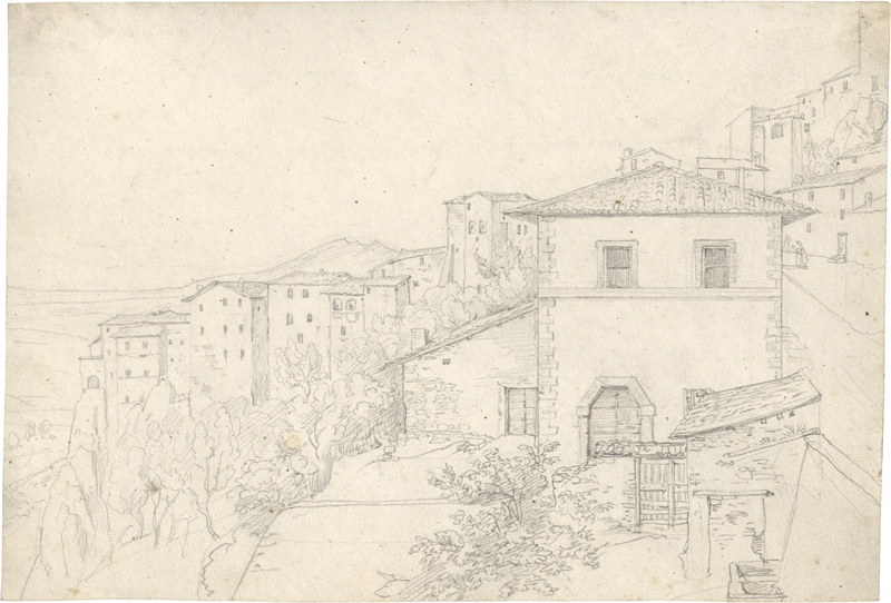 Lot 6667, Auction  126, Deutsch, um 1830. Blick auf Olevano von Südosten