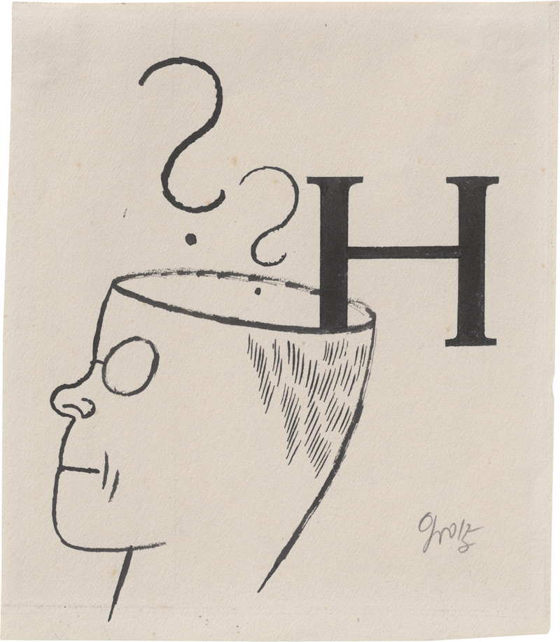 Lot 7091, Auction 126, Grosz, George, Initiale H, zu Daudet, Die Abenteuer des Herrn Tartarin aus Tarascon