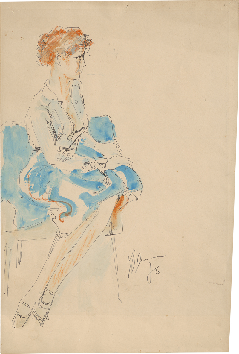 Lot 8142, Auction 126, Klamann, Kurt, Frau mit geöffneter Bluse