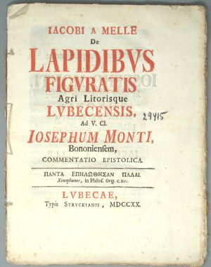 Los 340 - Melle, Jacob von - De Lapidibus Figuratis Agri Litorisque Lubecensis - 1 - thumb