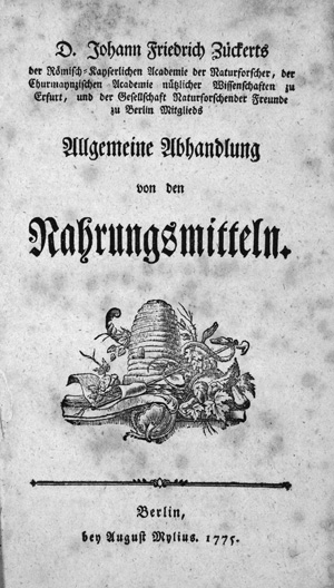 Lot 401, Auction  127, Zückert, Johann Friedrich, Allgemeine Abhandlung von den Nahrungsmitteln, von den Speisen aus dem Thierreich, von den Speisen aus dem Pflanzenreich