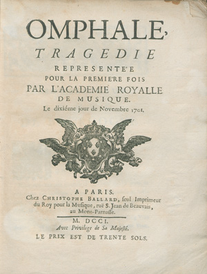 Lot 448, Auction  127, Déstouches, André Cardinal, Omphale Tragédie