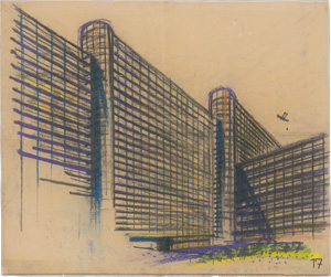 Los 493 - Behrens, Peter - Verkehrspalast 17 Gibraltar. Gläserne Staffelfassaden.  - 0 - thumb