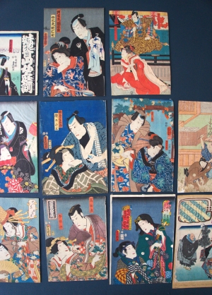 Los 652 - Szenische Doppelporträts und Kunisada, Utagawa - 12 Farbholzschnitte mit Figurenpaaren verschiedener Künstler - 5 - thumb