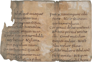 Lot 1002, Auction  127, Jesus Sirach, Fragment einer frühmittelalterlichen Bibelhandschrift mit Passagen aus dem Buch Ecclesiasticus. Lateinische Handschrift auf Pergament.