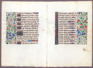 Lot 1018, Auction  127, Blattgold-Initialen, 4 Doppellagen aus einem spätmittelalterlichen Stundenbuch in lateinischer Handschrift