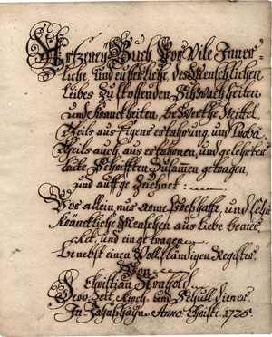 Lot 1038, Auction  127, Arnhold, Christian, Artzeney Buch Vor vile Jinnerliche, und eusserliche, des 