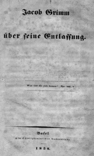 Lot 2050, Auction  127, Grimm, Jacob, Über seine Entlassung