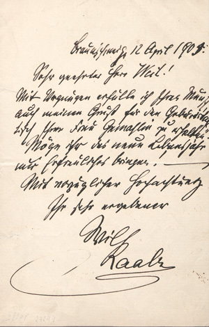 Lot 2527, Auction  127, Raabe, Wilhelm, Brief als Geburtstagsgeschenk. 1905