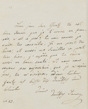 Lot 2627, Auction  127, Elssler, Fanny, Brief an Friedrich von Gentz. Um 1830