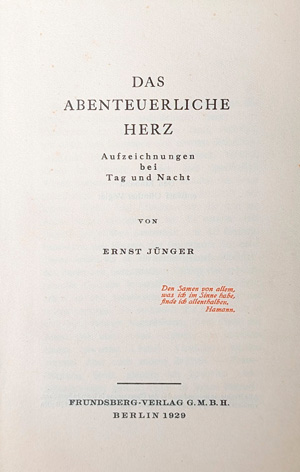 Los 3168 - Jünger, Ernst - Das abenteuerliche Herz - 1 - thumb