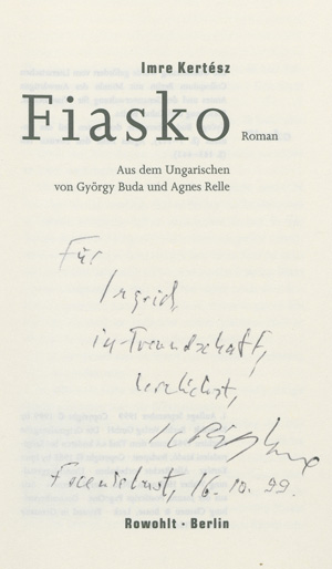 Los 3178 - Kertész, Imre - Fiasko (signiert) - 0 - thumb