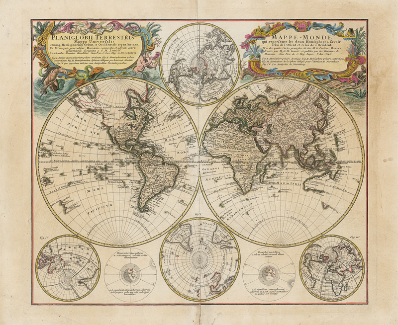 Lot 21, Auction 127, Homann, Johann Baptist, Planiglobii terrestris mappa universalis