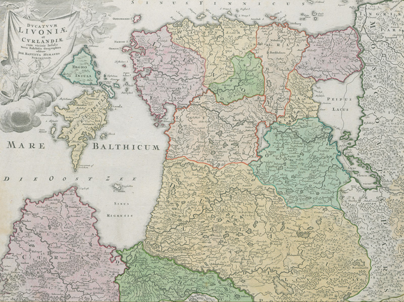Lot 145, Auction  127, Homann, Johann Baptist, Ducatuum Livoniae et Curlandiae cum vicinis insulis. Kupferstichkarte