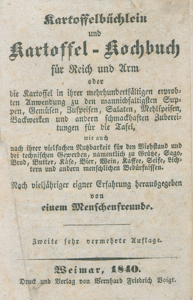 Lot 394, Auction 127, Kartoffelbüchlein, und Kartoffel-Kochbuch für Reich und Arm
