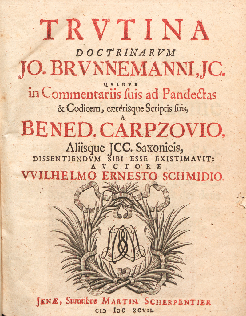 Lot 550, Auction  127, Schmid, Wilhelm Ernst, Trutina doctrinarum Jo. Brunnemanni + 10 Beibände