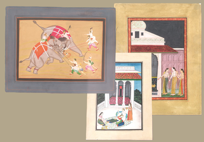 Lot 1059, Auction 127, Firdousi, Abu l-Qasim, Mogul-Miniaturmalerei. 16 Blätter in farbiger Deckfarbenmalerei