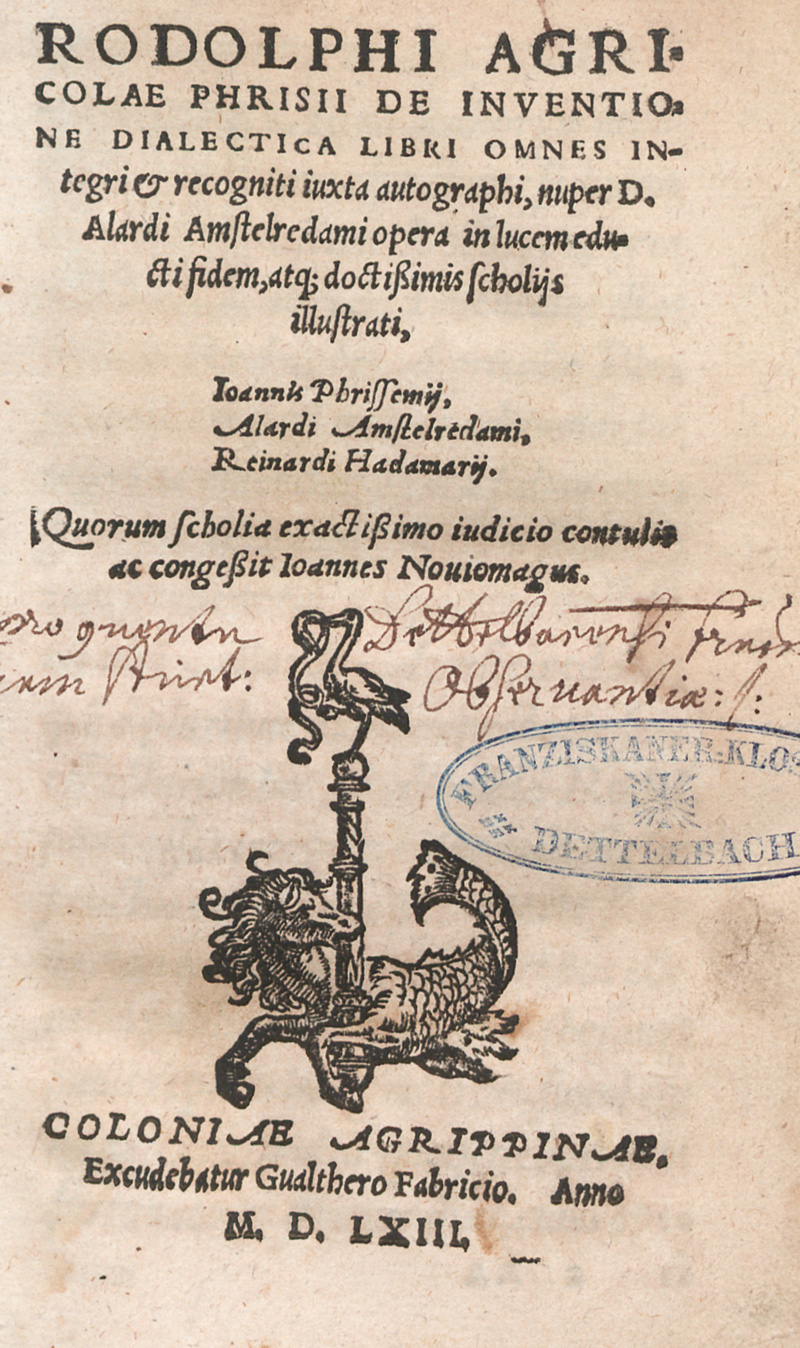 Lot 1071, Auction 127, Agricola, Rudolf, De inventione dialectica Libri omnes integri et recogniti