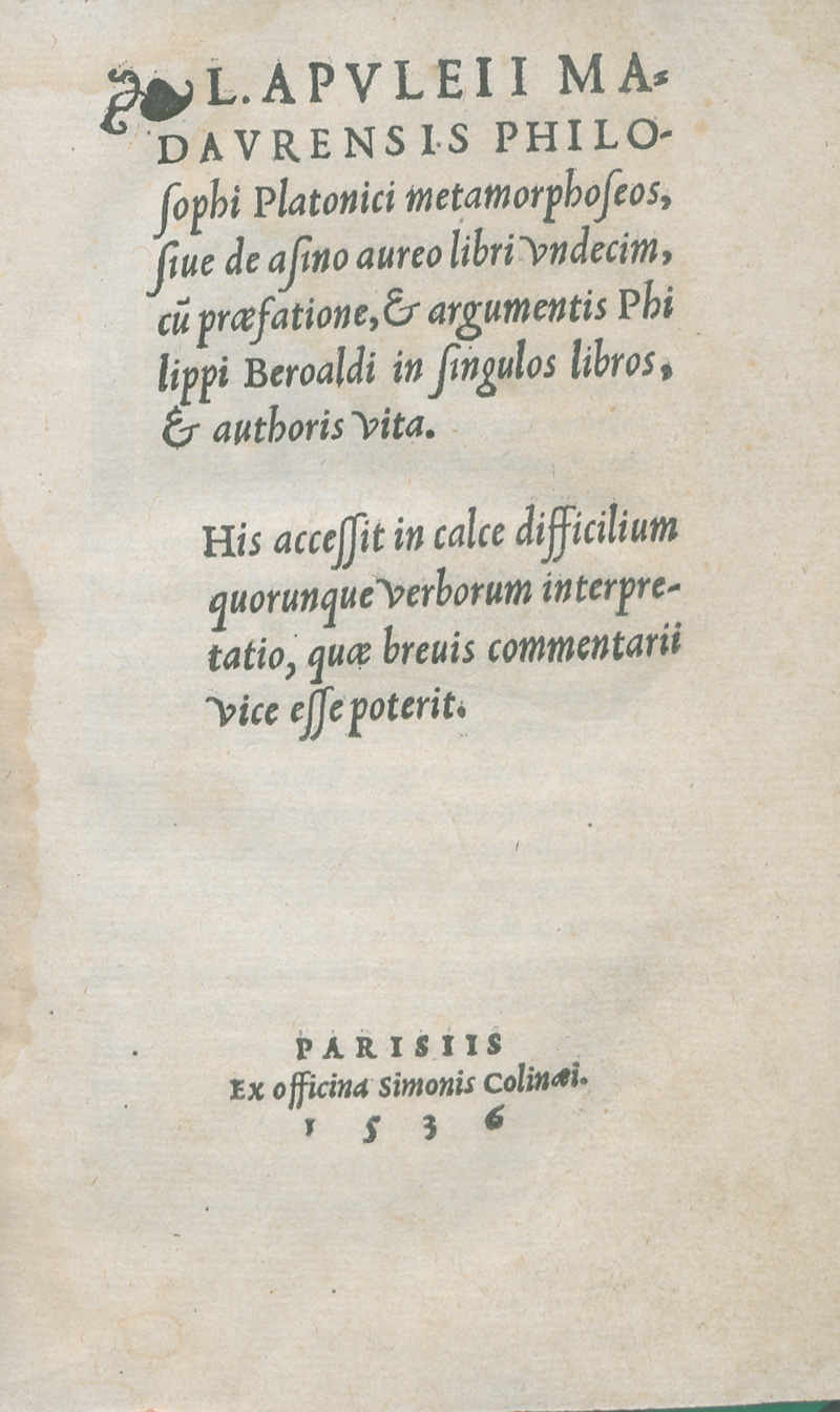 Lot 1072, Auction 127, Apuleius, Metamorphoseos, sive De asino aureo libri undecim