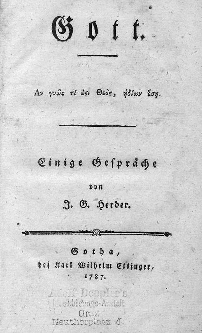 Lot 2059, Auction 127, Herder, Johann Gottfried, Gott. Einige Gespräche