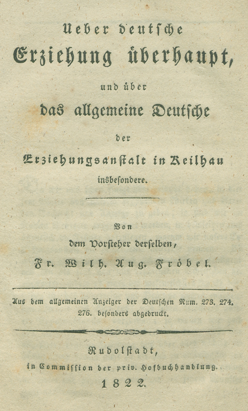 Lot 2197, Auction  127, Fröbel, Friedrich Wilhelm August, Ueber deutsche Erziehung überhaupt