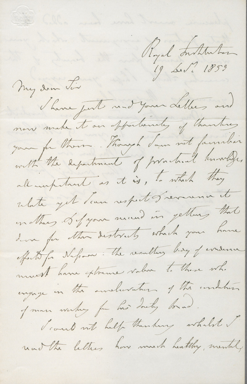 Lot 2561, Auction 127, Faraday, Michael, Brief an einen Wissenschaftler. 1853