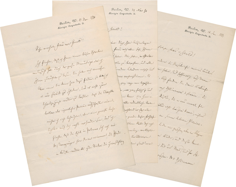 Lot 2577, Auction 127, Wattenbach, Wilhelm, 18 Briefe und 1 Karte an Rosa von Gerold. 1880-1890