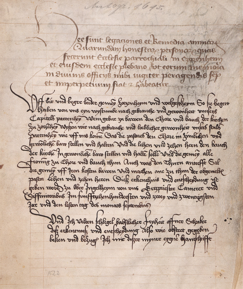 Lot 2596, Auction 127, Ingelheim am Rhein und Schlegel, Velten, Beurkundung zum Bau einer Kirche in Zotzenheim bei Ingelheim