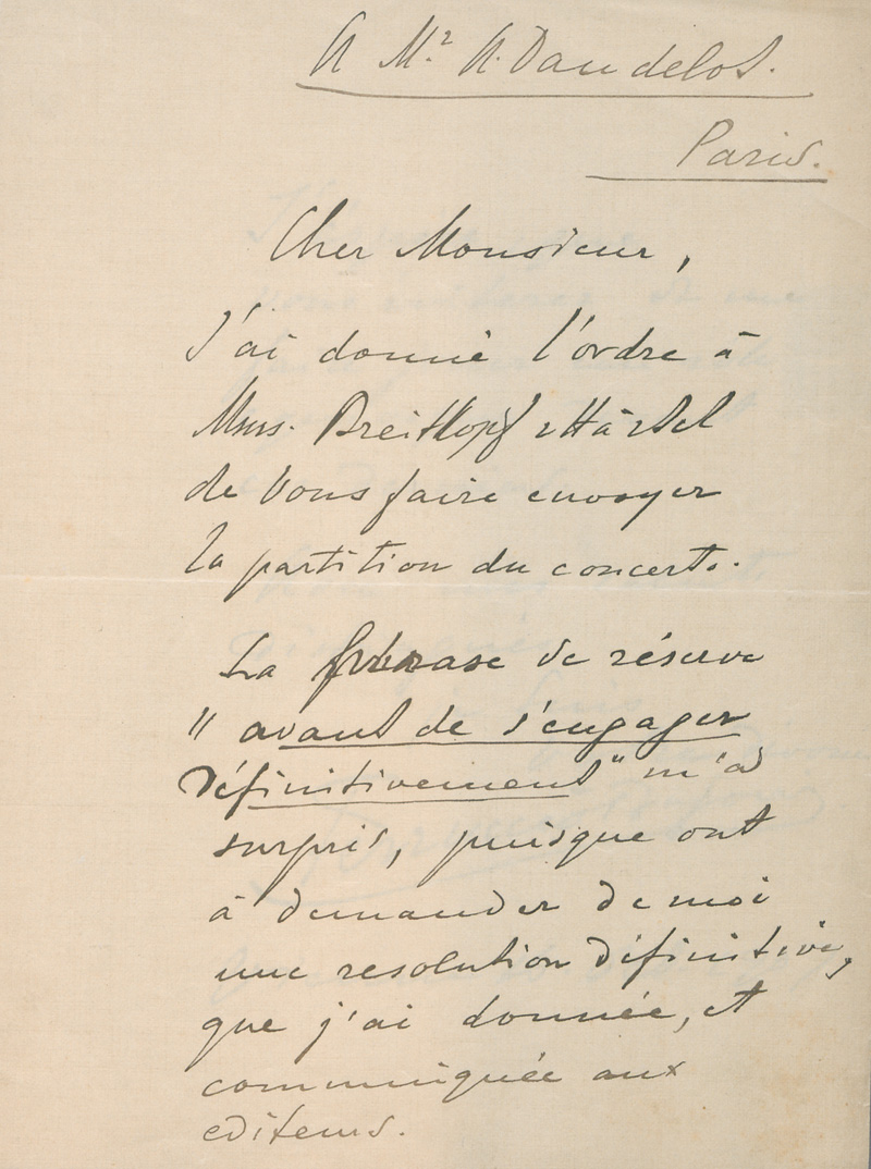 Lot 2622, Auction 127, Busoni, Ferruccio, Brief an Alfred Dandelot in Paris. 1907