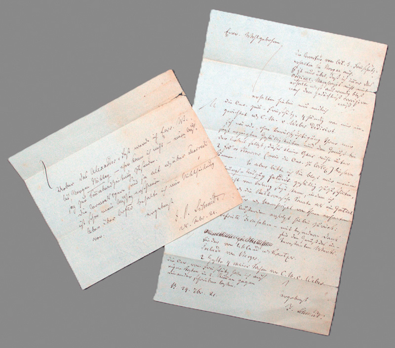 Lot 2660, Auction 127, Schmidt, Johann Philipp Samuel, Brief über seine Bearbeitungen von Webers Werken. 1821
